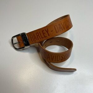 Vintage 80’s Harley Davidson Leather Belt Brass Buckle Sz 40 Made In USA Biker